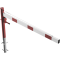 Swing barrier | with pull rope reinforcement | for casting in concrete, hot-dip galvanized and white coated with red reflecting stripes | Barrier arm length: 1500 mm | with triangular lock
